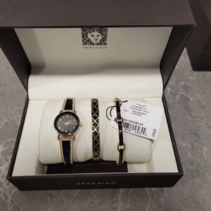 Anne Klein Black and Gold Watch Set